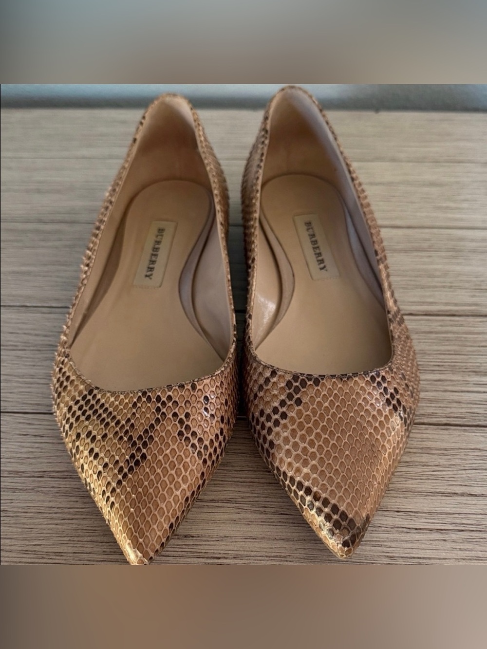 Burberry Women’s Snake-Print Ballet Flats in Brown 9.5 - Picture 5 of 7